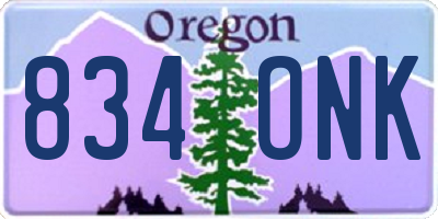 OR license plate 834ONK