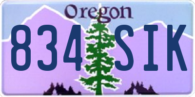 OR license plate 834SIK