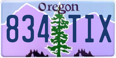 OR license plate 834TIX