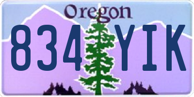 OR license plate 834YIK
