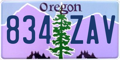 OR license plate 834ZAV