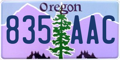 OR license plate 835AAC