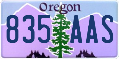 OR license plate 835AAS