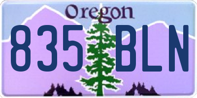 OR license plate 835BLN