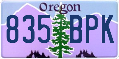 OR license plate 835BPK