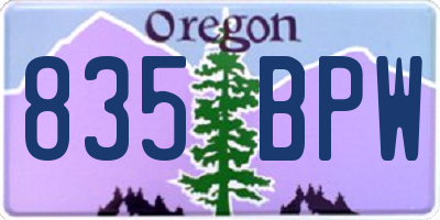 OR license plate 835BPW