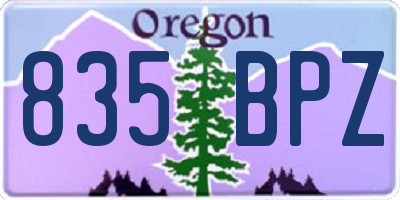 OR license plate 835BPZ