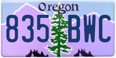 OR license plate 835BWC