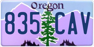 OR license plate 835CAV