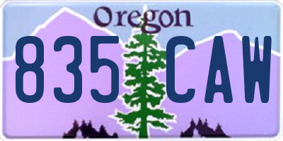 OR license plate 835CAW