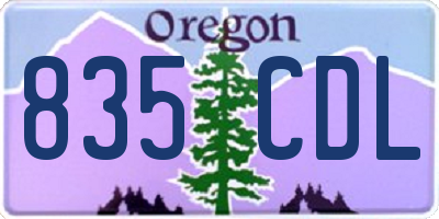 OR license plate 835CDL