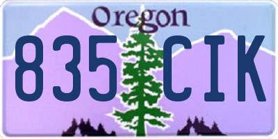 OR license plate 835CIK