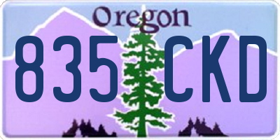 OR license plate 835CKD