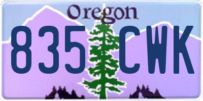 OR license plate 835CWK