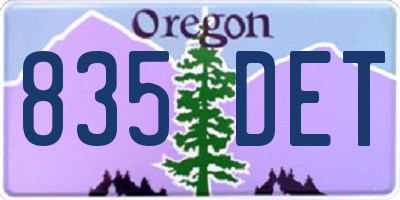 OR license plate 835DET