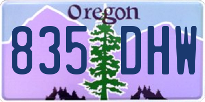 OR license plate 835DHW
