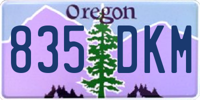 OR license plate 835DKM