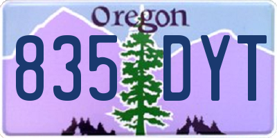 OR license plate 835DYT