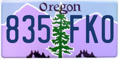 OR license plate 835FKO