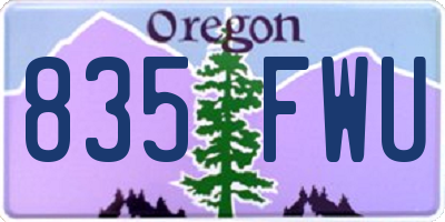OR license plate 835FWU