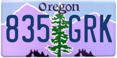 OR license plate 835GRK