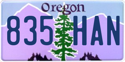 OR license plate 835HAN