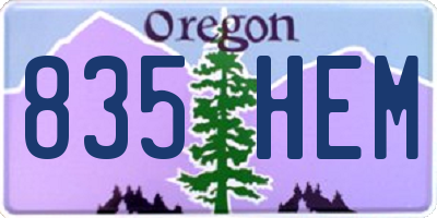 OR license plate 835HEM