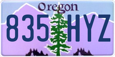 OR license plate 835HYZ