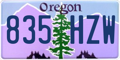 OR license plate 835HZW