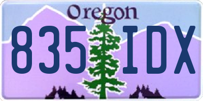 OR license plate 835IDX