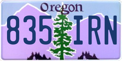 OR license plate 835IRN