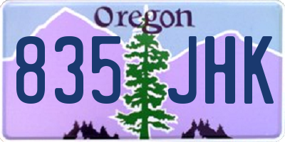 OR license plate 835JHK