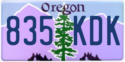 OR license plate 835KDK