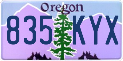 OR license plate 835KYX