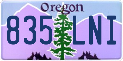 OR license plate 835LNI