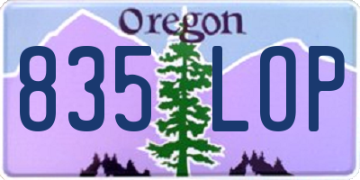 OR license plate 835LOP
