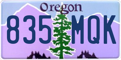 OR license plate 835MQK