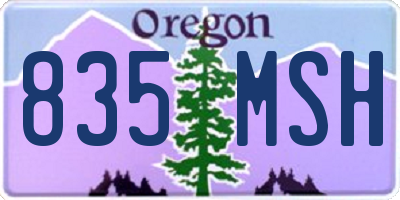 OR license plate 835MSH