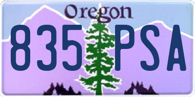 OR license plate 835PSA