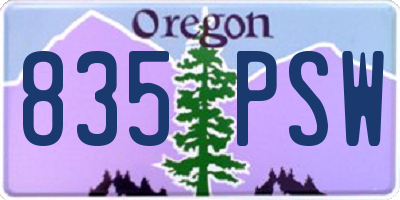 OR license plate 835PSW