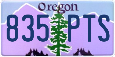 OR license plate 835PTS