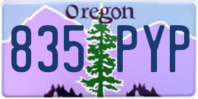 OR license plate 835PYP
