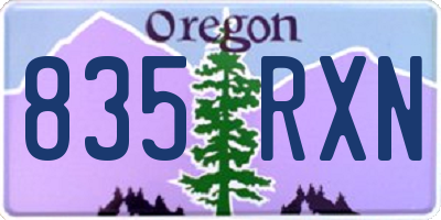 OR license plate 835RXN
