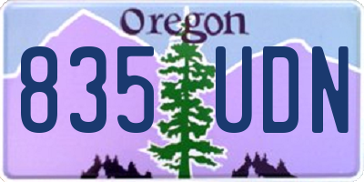 OR license plate 835UDN