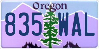 OR license plate 835WAL