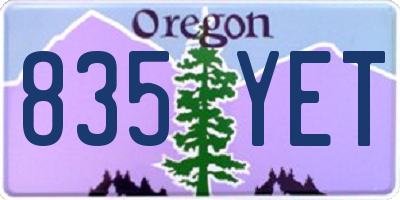 OR license plate 835YET