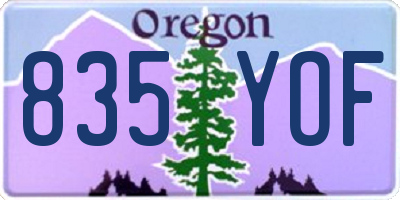 OR license plate 835YOF