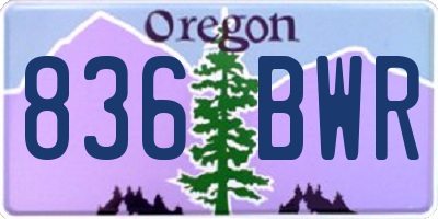 OR license plate 836BWR