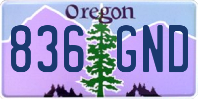 OR license plate 836GND