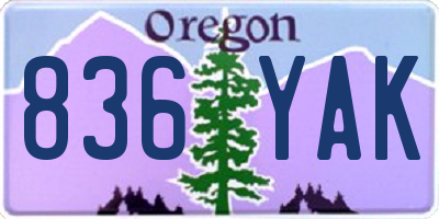 OR license plate 836YAK